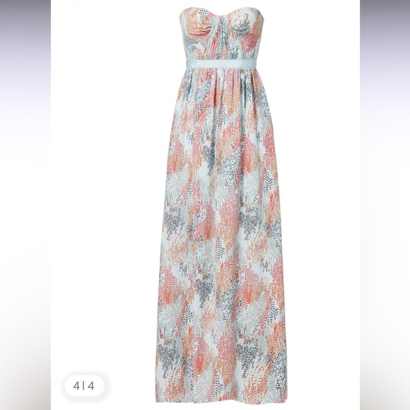 BCBGMAXAZRIA Printed Blue Amber Gown Dress Strapless Sundress Size 6 - Picture 4 of 13